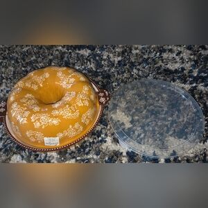 Floral Orange Bundt Cake Pan with Lid